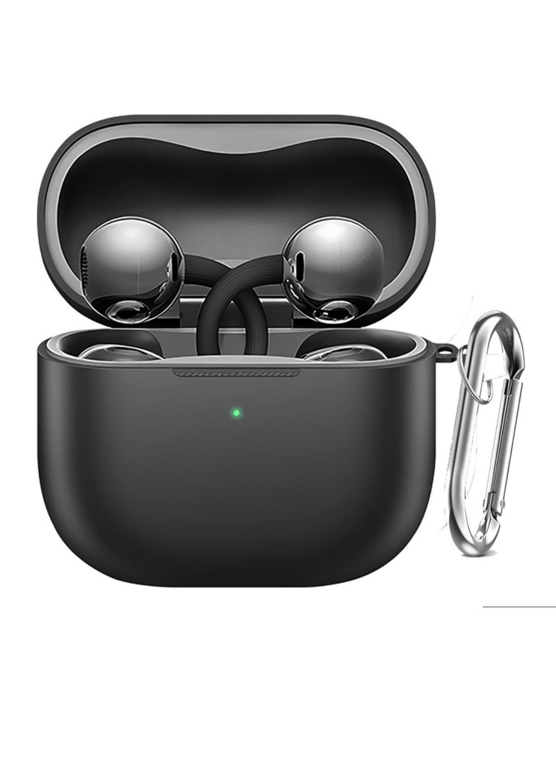 Adando for Huawei FreeClip 2 Case, Soft Silicone Protective Case for Women Men, Huawei FreeClip 2 Cases Cover Accessories with Keychain (Black) - Image 1